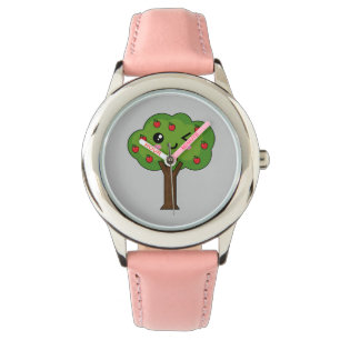 Kawaii Lycklig Winking Apple Träd Armbandsur