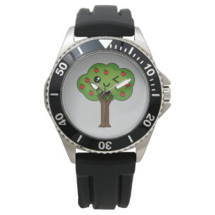 Kawaii Lycklig Winking Apple Träd Armbandsur