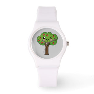 Kawaii Lycklig Winking Apple Träd Armbandsur