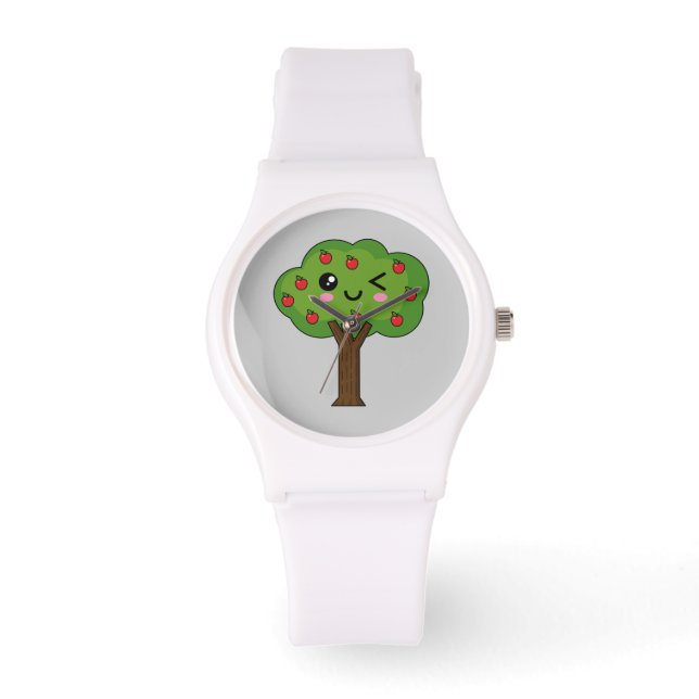 Kawaii Lycklig Winking Apple Träd Armbandsur (Framsida)