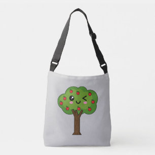 Kawaii Lycklig Winking Apple Träd Axelväska