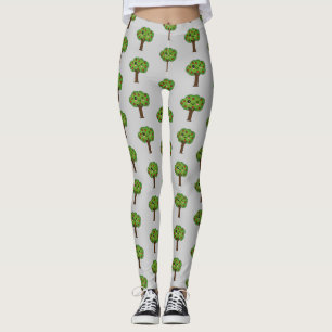 Kawaii Lycklig Winking Apple Träd Leggings