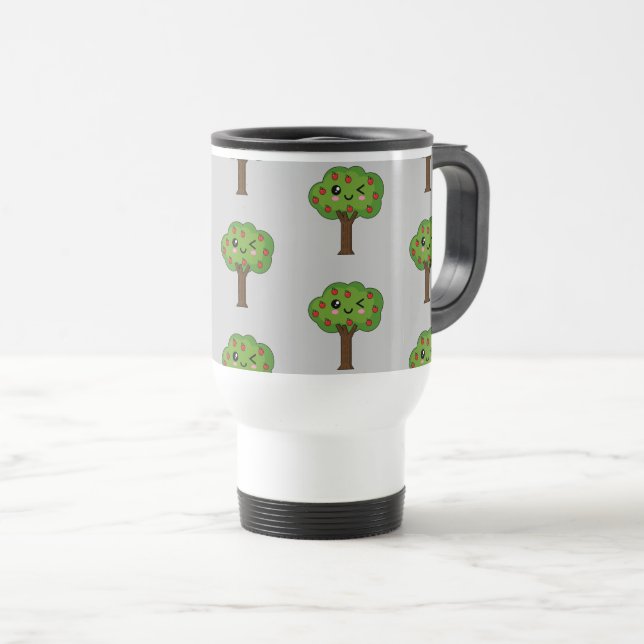 Kawaii Lycklig Winking Apple Träd Resemugg (Framsida höger)