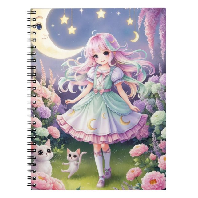 Kawaii Magic Girl Journal - Spirit Cat Notebook Anteckningsbok (Framsidan)