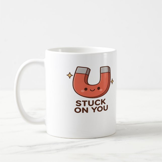 Kawaii Magnet Stuck On You Cute Playful Style  Kaffemugg (Vänster)
