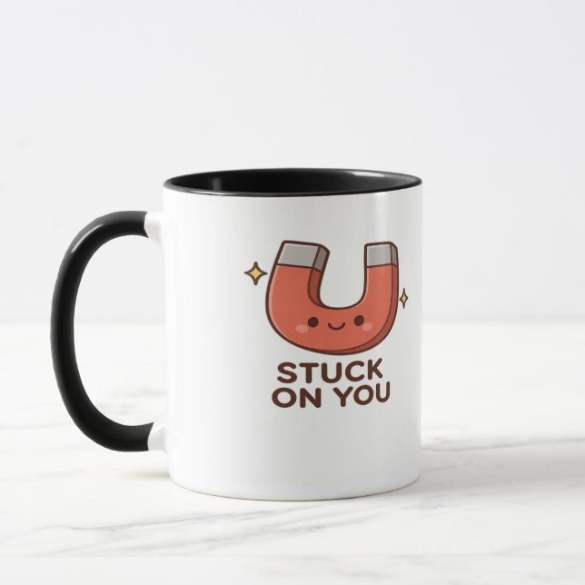 Kawaii Magnet Stuck On You Cute Playful Style  Mugg (Vänster)
