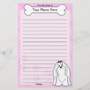 Kawaii Maltese Stationery Brevpapper