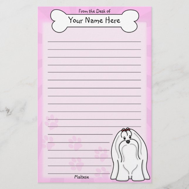 Kawaii Maltese Stationery Brevpapper (Framsida)