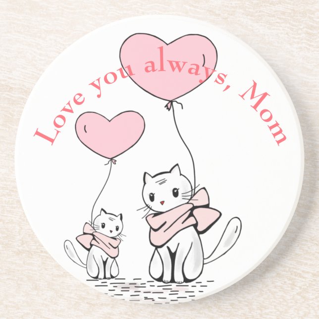 Kawaii Mamma Cat & Kitten Anpassningsbar Underlägg (Framsidan)