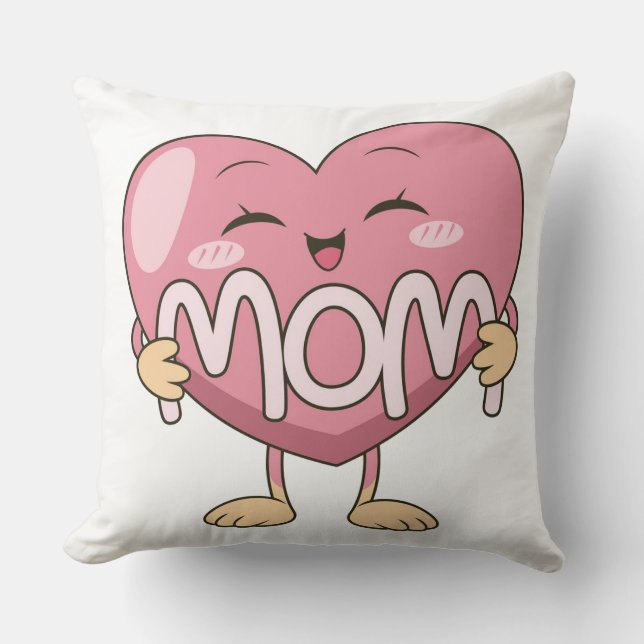 Kawaii Mamma Hjärtomfamning Design Kudde (Framsida)