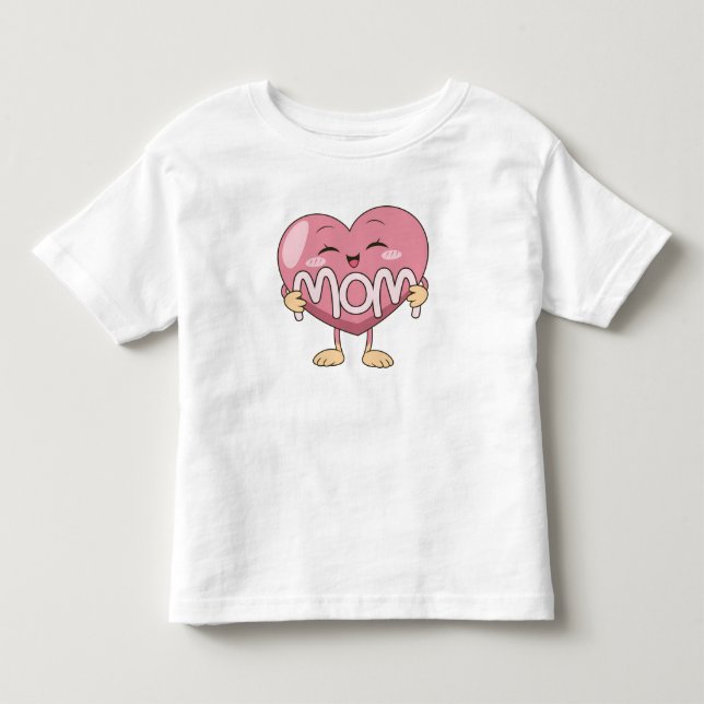Kawaii Mamma Hjärtomfamning Design T Shirt (Framsida)