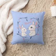 Kawaii mamma kanin och hennes baby med blommor