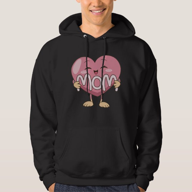 Kawaii-mammans hjärtrymd design hoodie (Framsida)