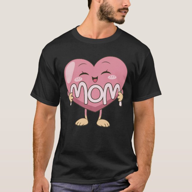 Kawaii-mammans hjärtrymd design t shirt (Framsida)