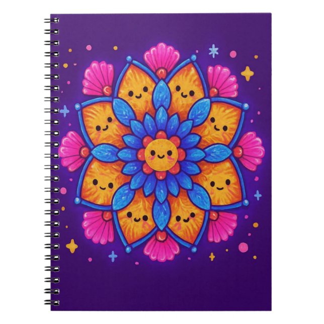  “Kawaii Mandala” Cute Kawaii Mandala  Anteckningsbok (Framsidan)