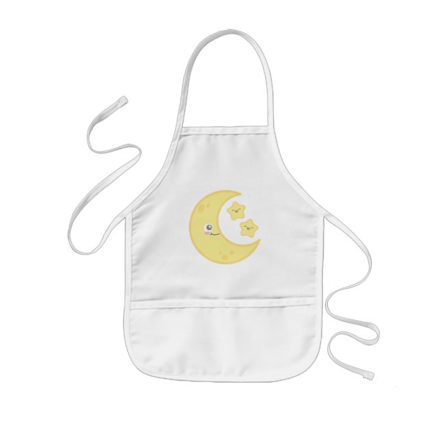 Kawaii Måne och Stars Barn Apron Barnförkläde (Framsidan)