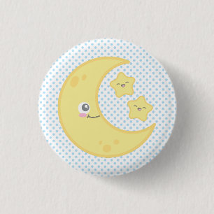 Kawaii Måne och Stars Button Knapp