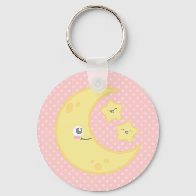 Kawaii Måne och Stars Keychain Nyckelring (Framsida)
