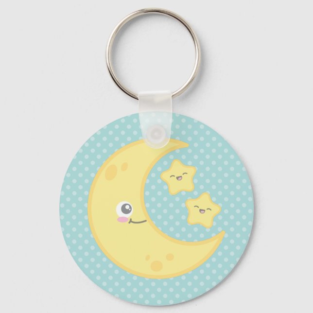 Kawaii Måne och Stars Keychain Nyckelring (Framsida)