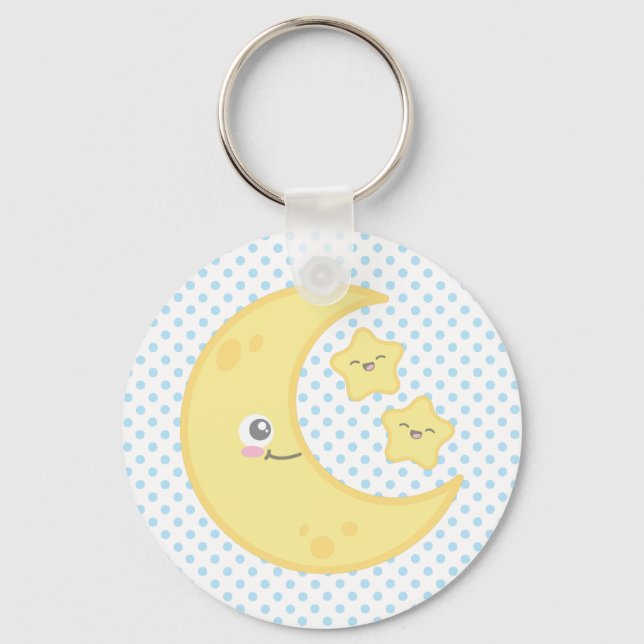 Kawaii Måne och Stars Keychain Nyckelring (Framsida)