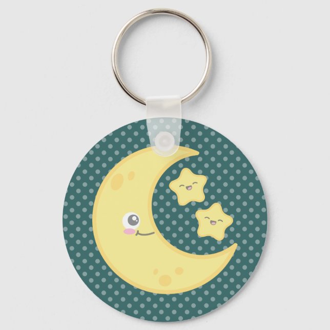 Kawaii Måne och Stars Keychain Nyckelring (Framsida)