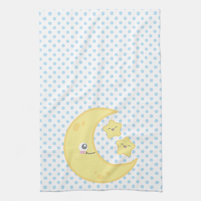Kawaii Måne och Stars Kitchen Towel Kökshandduk (Vertikal)