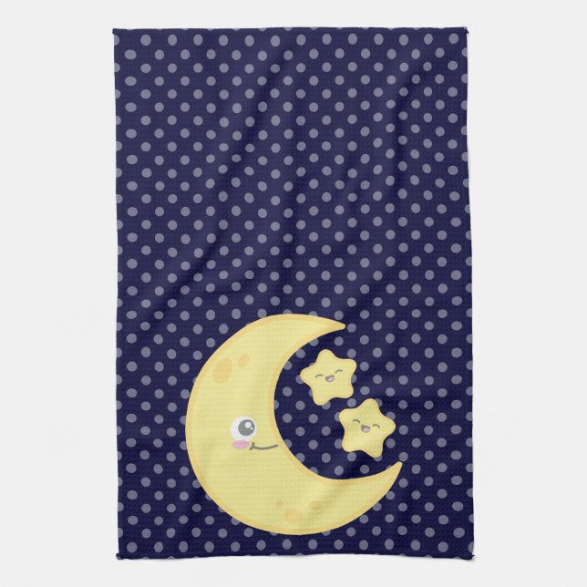 Kawaii Måne och Stars Kitchen Towel Kökshandduk (Vertikal)