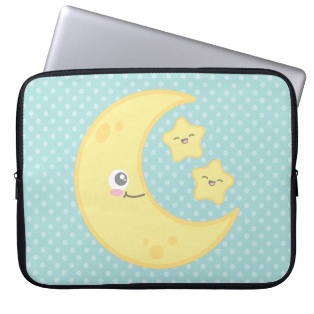 Kawaii Måne och Stars Laptop sleeve (Framsidan)