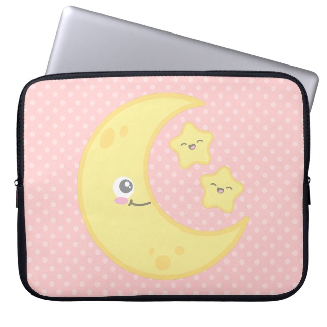 Kawaii Måne och Stars Laptop sleeve (Framsidan)