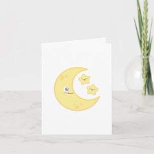 Kawaii Måne och Stars Note Card Kort