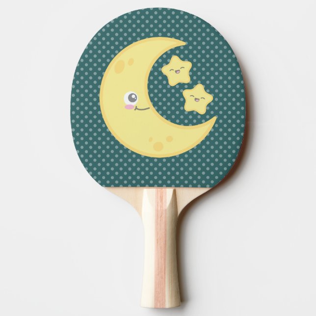 Kawaii Måne och Stars Ping Pong Paddle Pingisracket (Baksidan)