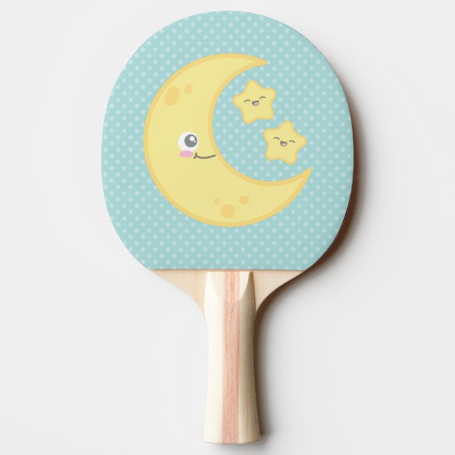 Kawaii Måne och Stars Ping Pong Paddle Pingisracket (Baksidan)