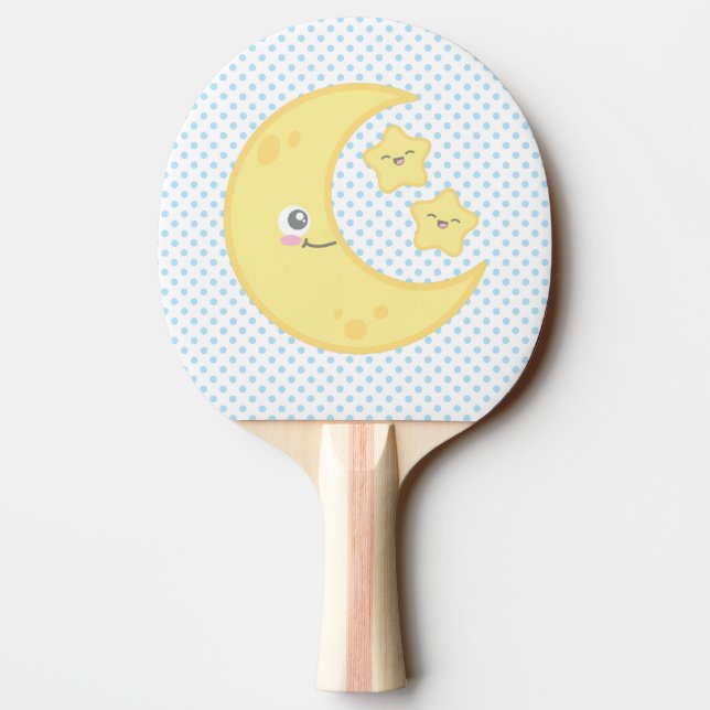 Kawaii Måne och Stars Ping Pong Paddle Pingisracket (Baksidan)
