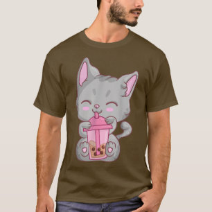 Kawaii Maneki Neko Cat Girls Women, Anime Boba Bub T Shirt