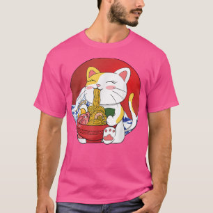 Kawaii Maneki Neko Ramen Cute Japanska Manga Anime T Shirt