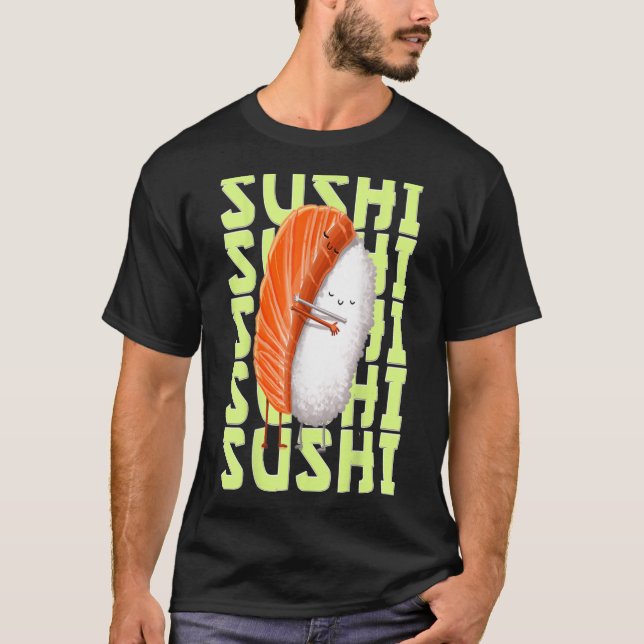 Kawaii Manga Sushi Cute Chibi Anime Nigiri Hugger T Shirt (Framsida)