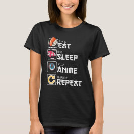 Kawaii Manga Sushi - Eat Sleep Anime Repeat - Cute T Shirt