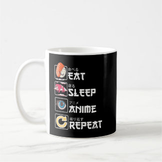Kawaii Manga Sushi Eat Sviloläge Anime Upprepa Cut Kaffemugg