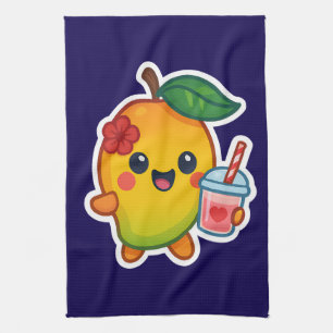 Kawaii Mango - Sötnos Fruit with Heart Smoothi Kökshandduk