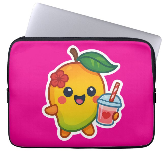 Kawaii Mango - Sötnos Fruit with Heart Smoothi Laptop Fodral (Framsidan)