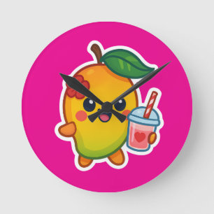 Kawaii Mango - Sötnos Fruit with Heart Smoothi Rund Klocka