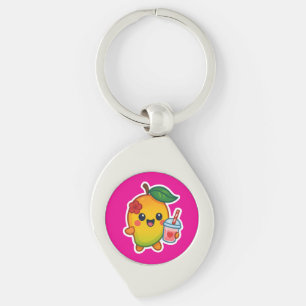 Kawaii Mango - Sötnos Fruit with Heart Smoothi Swirl Silverfärgad Nyckelring