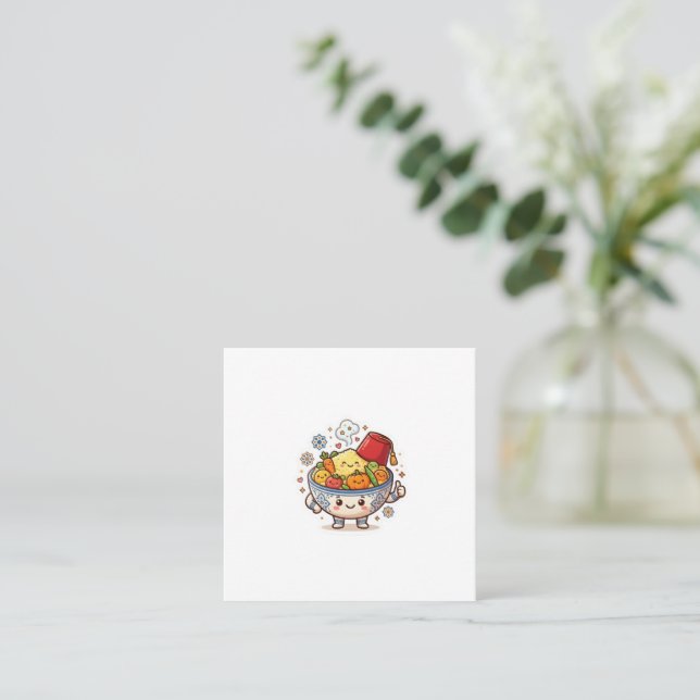Kawaii Marockansk Couscous - Söt Traditionell Mat  Fyrkantigt Visitkort (Stående Fram)