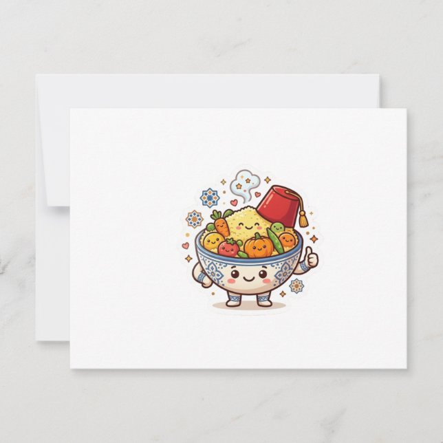 Kawaii Marockansk Couscous - Söt Traditionell Mat  Inbjudningar (Framsida)