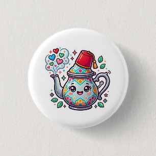 Kawaii Marockansk Mint Te Kanna Klistermärke Knapp