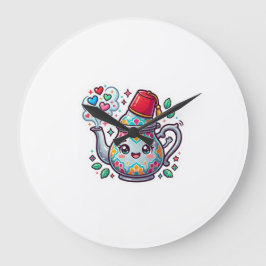 Kawaii Marockansk Mint Teapot Klistermärke Stor Klocka