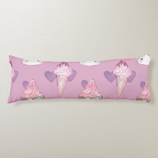 Kawaii Marshmallow & Ice Cream Mönster Kroppskudde (Framsidan)