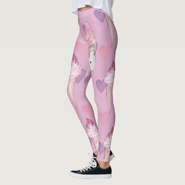 Kawaii Marshmallow & Ice Cream Mönster Leggings (Vänster)
