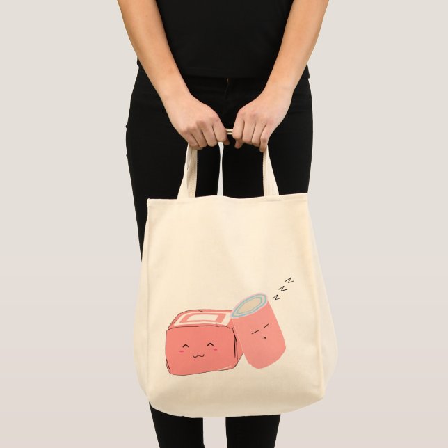 Kawaii Marshmallow Tote Bag Tygkasse (Framsida (produkt))