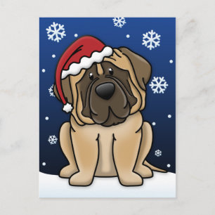 Kawaii Mastiff jul Helg Vykort